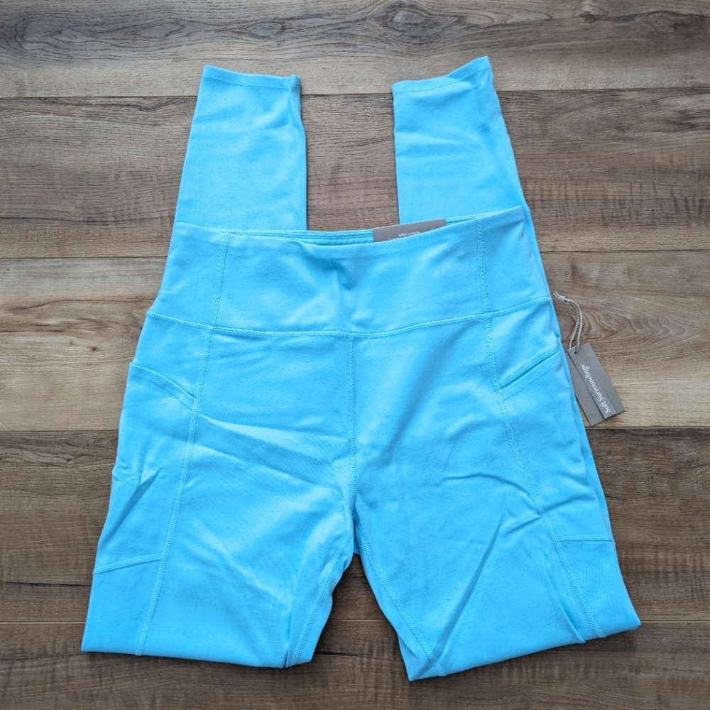 Soft Surroundings Aqua Blue Superslim Workout Leggings